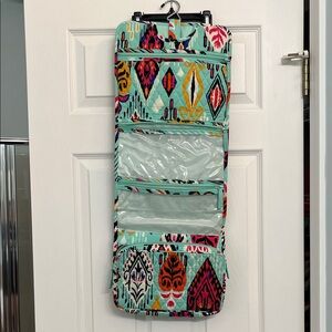 Vera Bradley Turquoise Floral Zip Pouch with Leather Pull